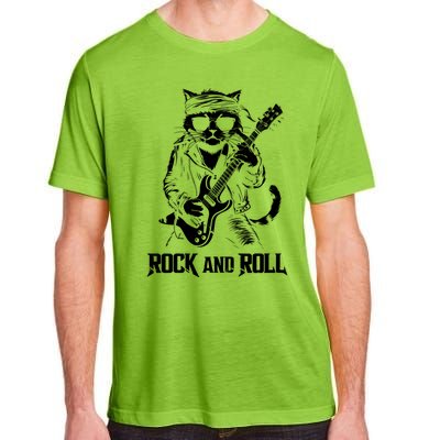 Rock And Roll Funny Cat Playing Bass Guitar Bassist Gift Adult ChromaSoft Performance T-Shirt