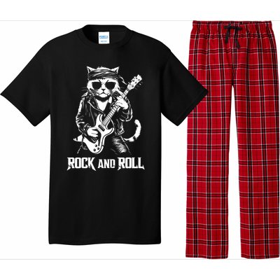 Rock And Roll Funny Cat Playing Bass Guitar Bassist Gift Pajama Set