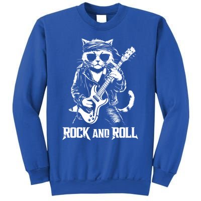 Rock And Roll Funny Cat Playing Bass Guitar Bassist Gift Sweatshirt