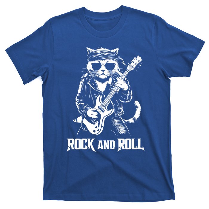 Rock And Roll Funny Cat Playing Bass Guitar Bassist Gift T-Shirt