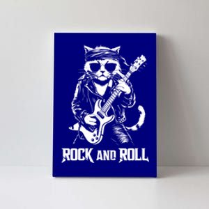 Rock And Roll Funny Cat Playing Bass Guitar Bassist Gift Canvas