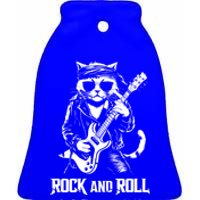 Rock And Roll Funny Cat Playing Bass Guitar Bassist Gift Ceramic Bell Ornament