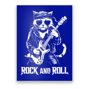 Rock And Roll Funny Cat Playing Bass Guitar Bassist Gift Poster