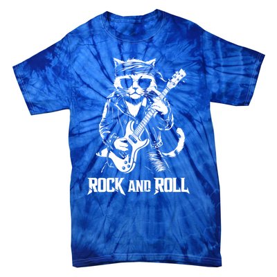 Rock And Roll Funny Cat Playing Bass Guitar Bassist Gift Tie-Dye T-Shirt