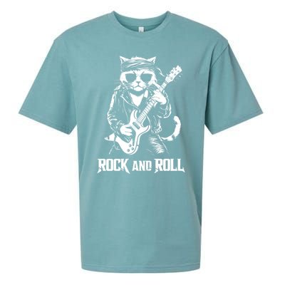 Rock And Roll Funny Cat Playing Bass Guitar Bassist Gift Sueded Cloud Jersey T-Shirt