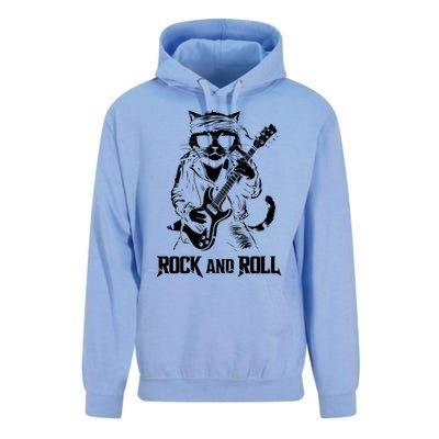 Rock And Roll Funny Cat Playing Bass Guitar Bassist Gift Unisex Surf Hoodie