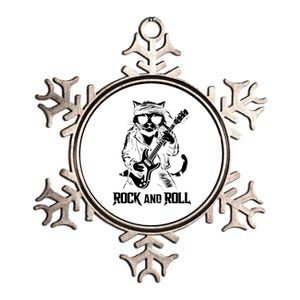 Rock And Roll Funny Cat Playing Bass Guitar Bassist Gift Metallic Star Ornament