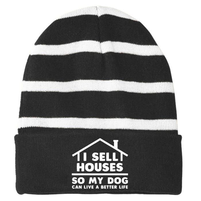 Realtor Art Real Estate House Lovers Striped Beanie with Solid Band