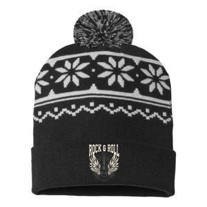 Rock And Roll Lover Gifts Cool Electric Guitar Concert Band USA-Made Snowflake Beanie