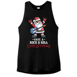 Rock And Roll Guitar Santa Christmas Rock Music Lover Funny Gift Ladies PosiCharge Tri-Blend Wicking Tank