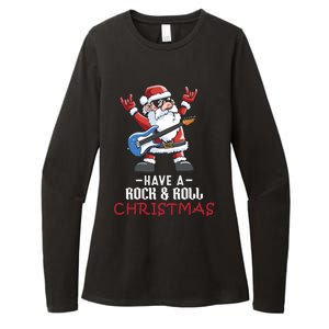 Rock And Roll Guitar Santa Christmas Rock Music Lover Funny Gift Womens CVC Long Sleeve Shirt