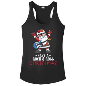 Rock And Roll Guitar Santa Christmas Rock Music Lover Funny Gift Ladies PosiCharge Competitor Racerback Tank