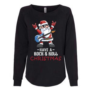 Rock And Roll Guitar Santa Christmas Rock Music Lover Funny Gift Womens California Wash Sweatshirt