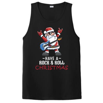 Rock And Roll Guitar Santa Christmas Rock Music Lover Funny Gift PosiCharge Competitor Tank