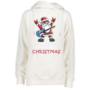 Rock And Roll Guitar Santa Christmas Rock Music Lover Funny Gift Womens Funnel Neck Pullover Hood