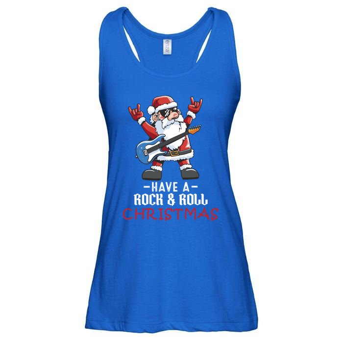 Rock And Roll Guitar Santa Christmas Rock Music Lover Funny Gift Ladies Essential Flowy Tank