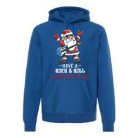 Rock And Roll Guitar Santa Christmas Rock Music Lover Funny Gift Premium Hoodie