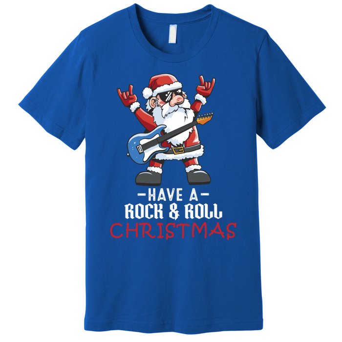 Rock And Roll Guitar Santa Christmas Rock Music Lover Funny Gift Premium T-Shirt