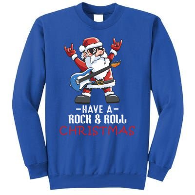 Rock And Roll Guitar Santa Christmas Rock Music Lover Funny Gift Tall Sweatshirt