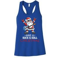 Rock And Roll Guitar Santa Christmas Rock Music Lover Funny Gift Women's Racerback Tank