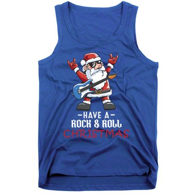 Rock And Roll Guitar Santa Christmas Rock Music Lover Funny Gift Tank Top