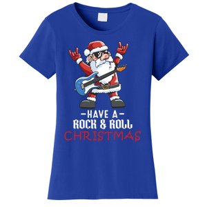 Rock And Roll Guitar Santa Christmas Rock Music Lover Funny Gift Women's T-Shirt