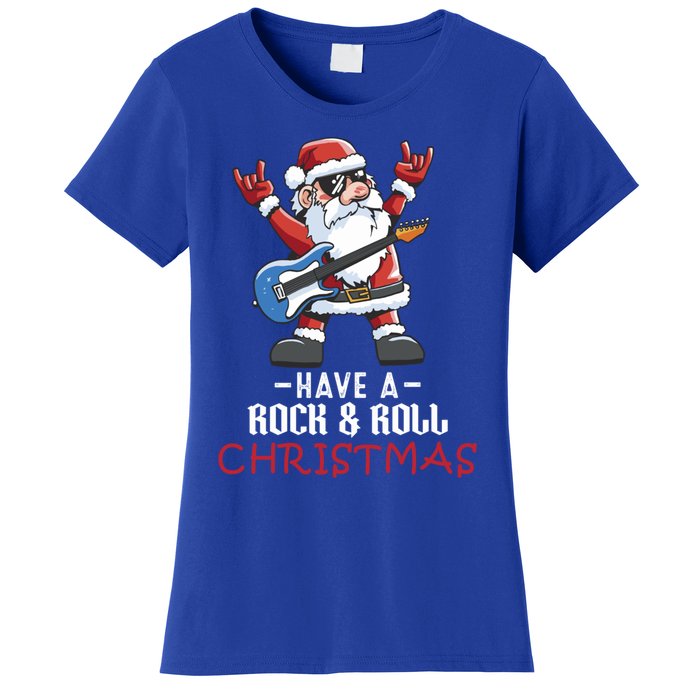 Rock And Roll Guitar Santa Christmas Rock Music Lover Funny Gift Women's T-Shirt