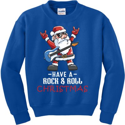 Rock And Roll Guitar Santa Christmas Rock Music Lover Funny Gift Kids Sweatshirt