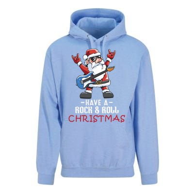 Rock And Roll Guitar Santa Christmas Rock Music Lover Funny Gift Unisex Surf Hoodie