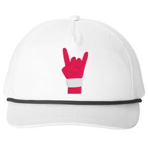 Rock And Roll Hand Santa Christmas Xmas Music Fans Musician Cool Gift Snapback Five-Panel Rope Hat