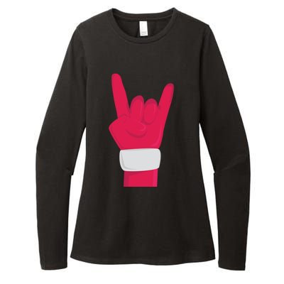 Rock And Roll Hand Santa Christmas Xmas Music Fans Musician Cool Gift Womens CVC Long Sleeve Shirt