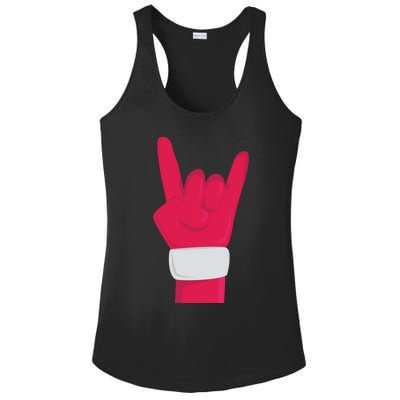 Rock And Roll Hand Santa Christmas Xmas Music Fans Musician Cool Gift Ladies PosiCharge Competitor Racerback Tank