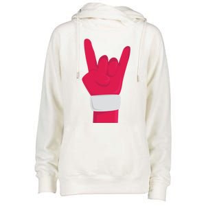 Rock And Roll Hand Santa Christmas Xmas Music Fans Musician Cool Gift Womens Funnel Neck Pullover Hood