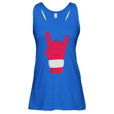 Rock And Roll Hand Santa Christmas Xmas Music Fans Musician Cool Gift Ladies Essential Flowy Tank