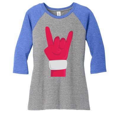 Rock And Roll Hand Santa Christmas Xmas Music Fans Musician Cool Gift Women's Tri-Blend 3/4-Sleeve Raglan Shirt