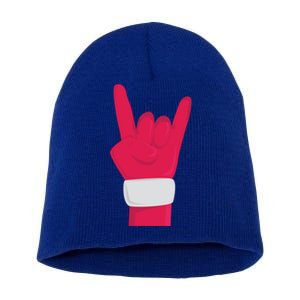 Rock And Roll Hand Santa Christmas Xmas Music Fans Musician Cool Gift Short Acrylic Beanie