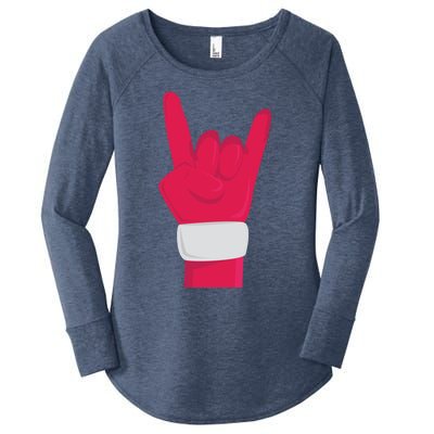 Rock And Roll Hand Santa Christmas Xmas Music Fans Musician Cool Gift Women's Perfect Tri Tunic Long Sleeve Shirt