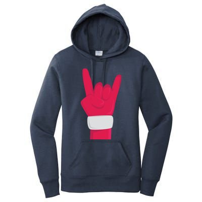 Rock And Roll Hand Santa Christmas Xmas Music Fans Musician Cool Gift Women's Pullover Hoodie