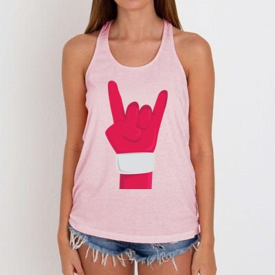 Rock And Roll Hand Santa Christmas Xmas Music Fans Musician Cool Gift Women's Knotted Racerback Tank