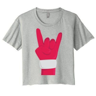 Rock And Roll Hand Santa Christmas Xmas Music Fans Musician Cool Gift Women's Crop Top Tee