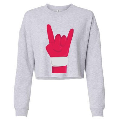 Rock And Roll Hand Santa Christmas Xmas Music Fans Musician Cool Gift Cropped Pullover Crew