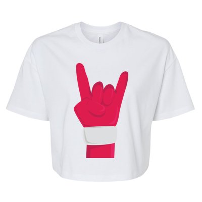 Rock And Roll Hand Santa Christmas Xmas Music Fans Musician Cool Gift Bella+Canvas Jersey Crop Tee