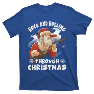 Rock And Rolling Through Christmas Funny Guitar Santa Cute Gift T-Shirt