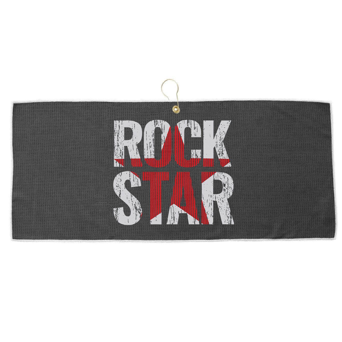 Rock And Roll Star Large Microfiber Waffle Golf Towel