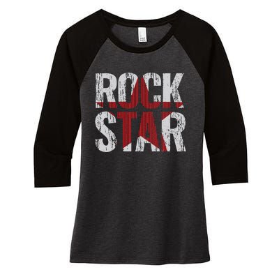 Rock And Roll Star Women's Tri-Blend 3/4-Sleeve Raglan Shirt