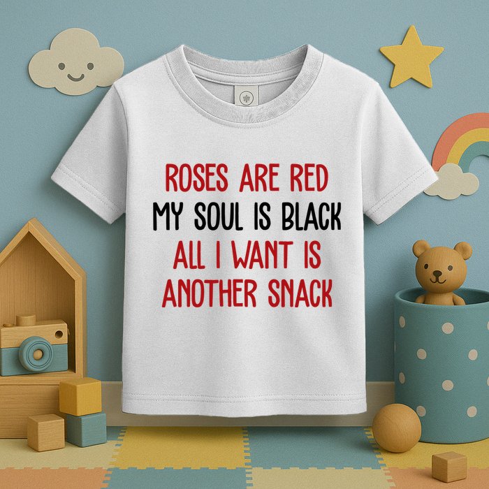 Roses Are Red My Soul Is Black All I Want Is Another Snack Funny Valentines Day Toddler T-Shirt