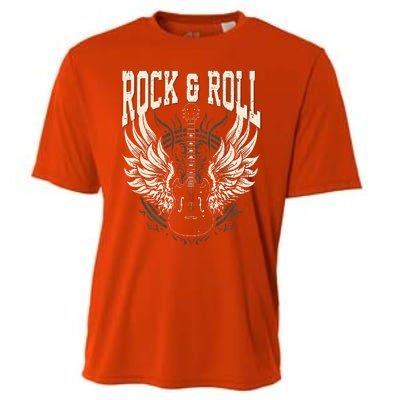 Rock And Roll Lover Gifts Cool Electric Guitar Concert Band Cooling Performance Crew T-Shirt