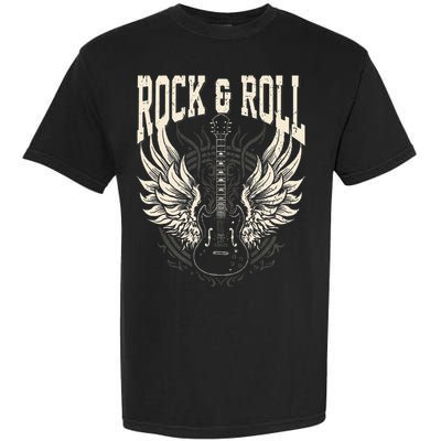 Rock And Roll Lover Gifts Cool Electric Guitar Concert Band Garment-Dyed Heavyweight T-Shirt