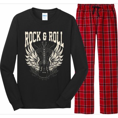 Rock And Roll Lover Gifts Cool Electric Guitar Concert Band Long Sleeve Pajama Set