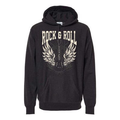 Rock And Roll Lover Gifts Cool Electric Guitar Concert Band Premium Hoodie